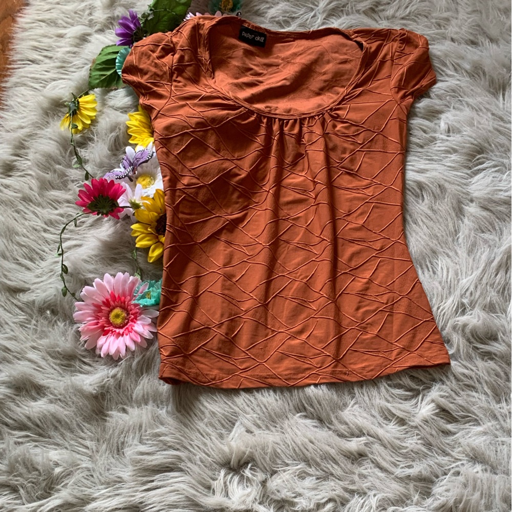 Paper Doll Burnt Orange Geometric Top